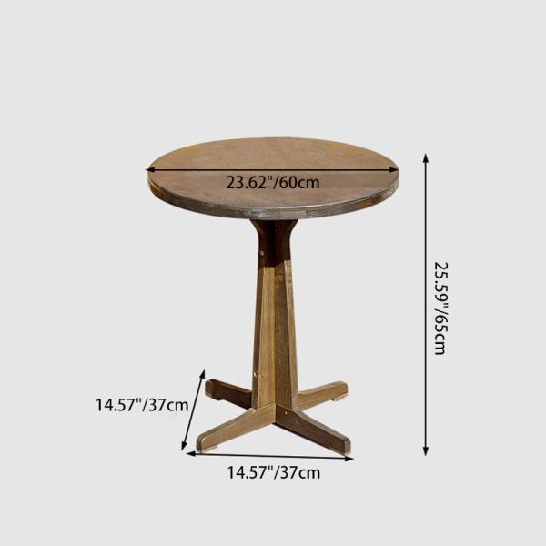 Contemporary Retro Solid Wood & Iron Round Square Coffee Table And Chair Set For Balcony & Living Room - Image 11