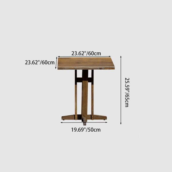 Contemporary Retro Solid Wood & Iron Round Square Coffee Table And Chair Set For Balcony & Living Room - Image 12