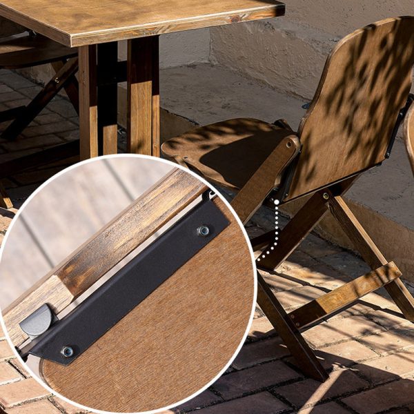 Contemporary Retro Solid Wood & Iron Round Square Coffee Table And Chair Set For Balcony & Living Room - Image 14