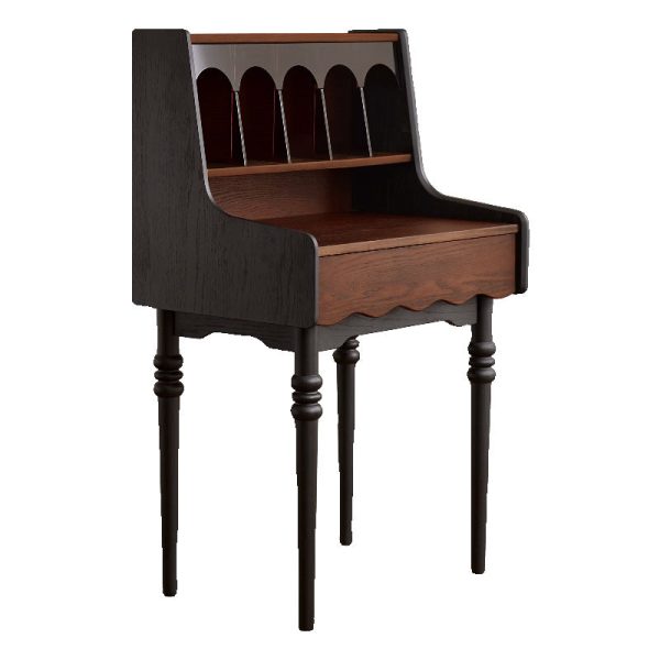 Contemporary Retro Solid Wood Rectangular Roman Column Arched Makeup Vanity & Stool Set For Bedroom - Image 20