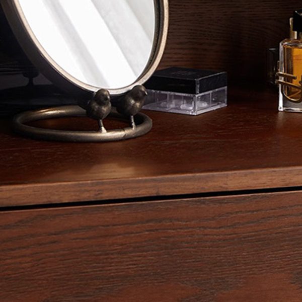 Contemporary Retro Solid Wood Rectangular Roman Column Arched Makeup Vanity & Stool Set For Bedroom - Image 10