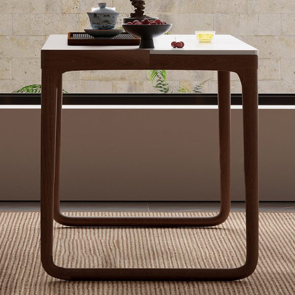 Traditional Chinese Slab Wood Rectangular Coffee Table & Chair Set For Living Room - Image 13