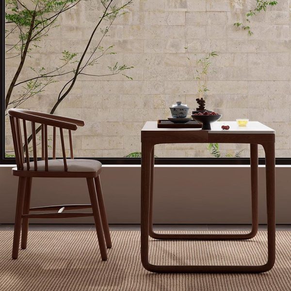 Traditional Chinese Slab Wood Rectangular Coffee Table & Chair Set For Living Room - Image 4