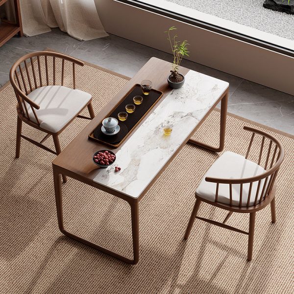 Traditional Chinese Slab Wood Rectangular Coffee Table & Chair Set For Living Room - Image 16