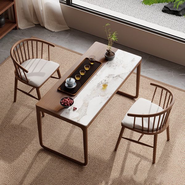 Traditional Chinese Slab Wood Rectangular Coffee Table & Chair Set For Living Room - Image 3