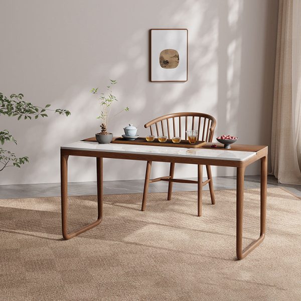 Traditional Chinese Slab Wood Rectangular Coffee Table & Chair Set For Living Room - Image 2