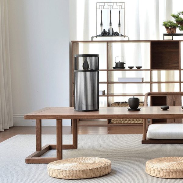 Traditional Japanese Ash Wood Rectangular Low Coffee Table & Chair Set For Living Room - Image 16