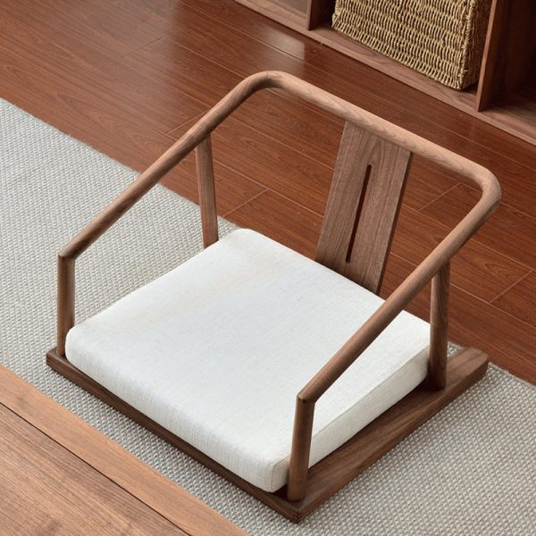 Traditional Japanese Ash Wood Rectangular Low Coffee Table & Chair Set For Living Room - Image 21