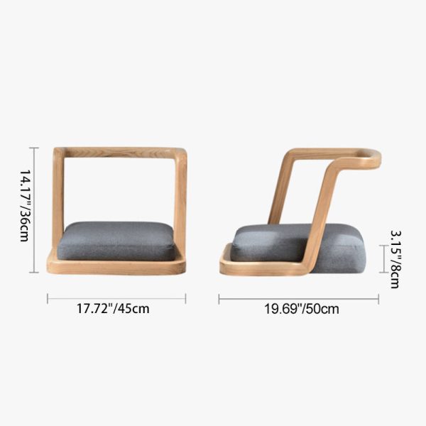 Traditional Japanese Ash Wood Rectangular Low Coffee Table & Chair Set For Living Room - Image 11