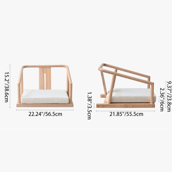 Traditional Japanese Ash Wood Rectangular Low Coffee Table & Chair Set For Living Room - Image 12