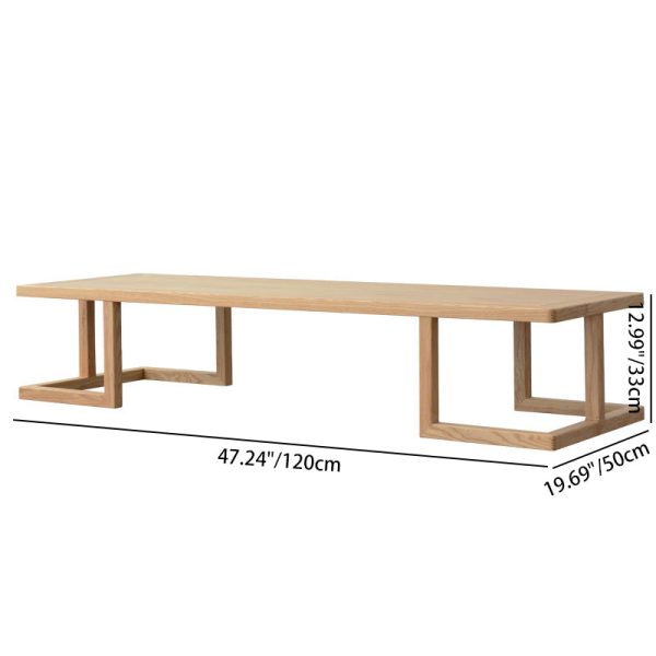 Traditional Japanese Ash Wood Rectangular Low Coffee Table & Chair Set For Living Room - Image 9