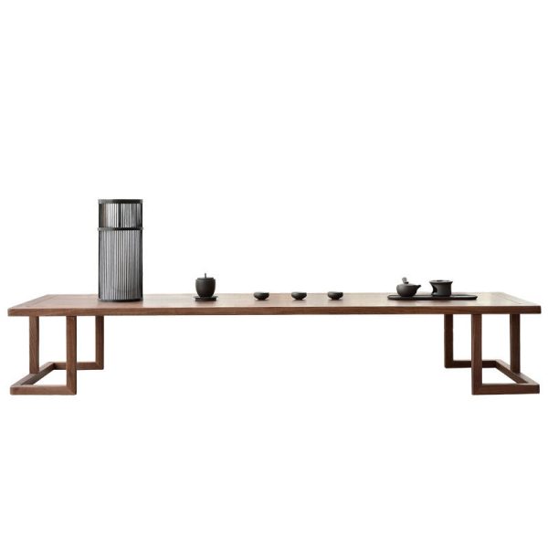 Traditional Japanese Ash Wood Rectangular Low Coffee Table & Chair Set For Living Room - Image 26