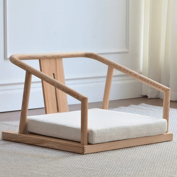 Traditional Japanese Ash Wood Rectangular Low Coffee Table & Chair Set For Living Room - Image 19