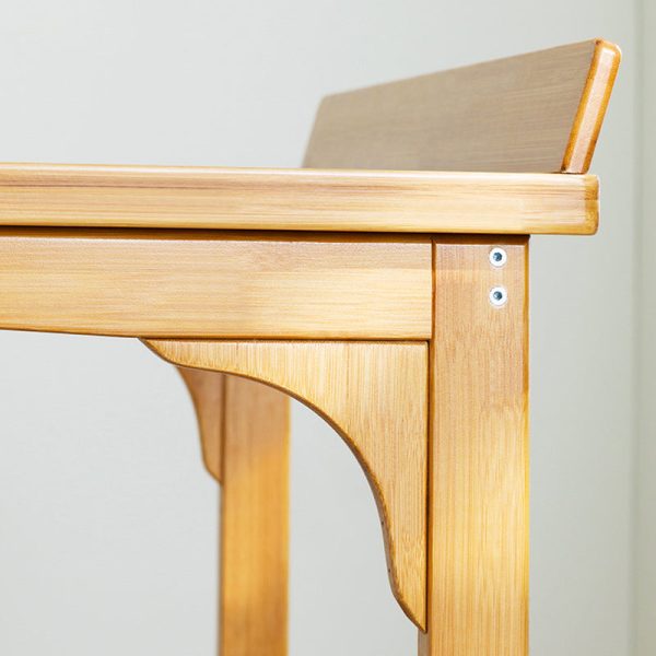 Modern Minimalist Rectangular Bamboo Glass Tabletop End Table For Living Room - Image 5