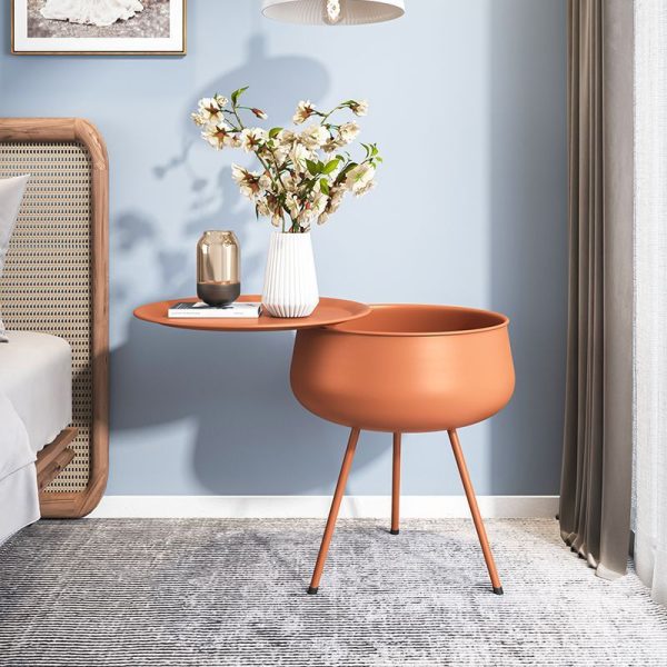 Contemporary Nordic Round Tripod Metal End Table 1-Storage For Living Room - Image 12