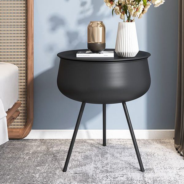 Contemporary Nordic Round Tripod Metal End Table 1-Storage For Living Room - Image 13