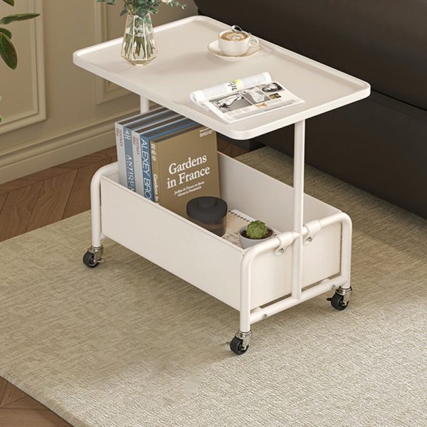 Modern Minimalist Rectangular Iron Frame High Density Panel Leather End Table 1-Storage For Living Room - Image 17