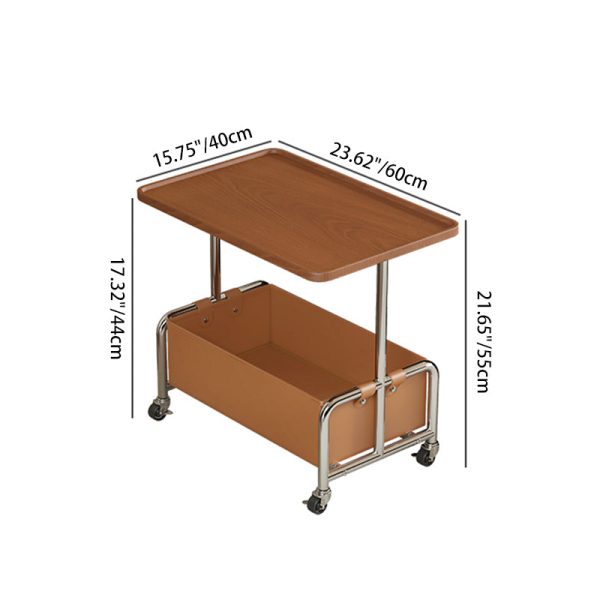 Modern Minimalist Rectangular Iron Frame High Density Panel Leather End Table 1-Storage For Living Room - Image 4