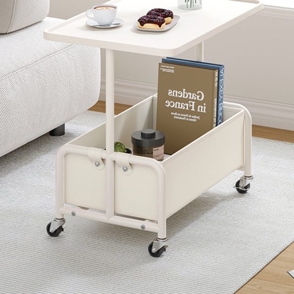 Modern Minimalist Rectangular Iron Frame High Density Panel Leather End Table 1-Storage For Living Room - Image 8