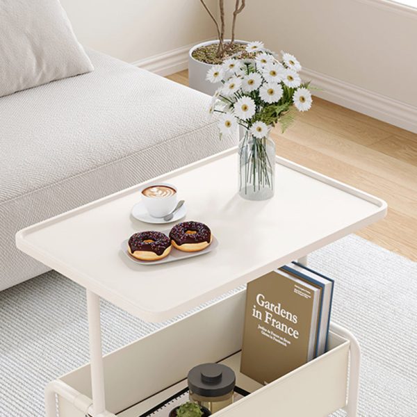 Modern Minimalist Rectangular Iron Frame High Density Panel Leather End Table 1-Storage For Living Room - Image 9