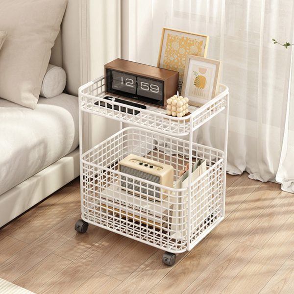 Modern Minimalist Rectangular Hollowed Out Iron Frame End Table 2-Storage For Living Room - Image 10