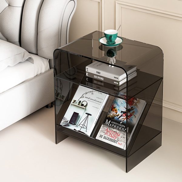 Modern Minimalist Rectangular Acrylic End Table 3-Tier For Living Room - Image 15