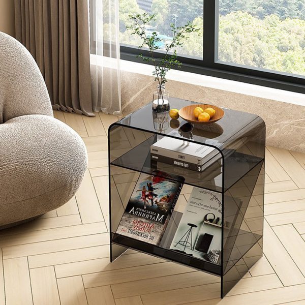 Modern Minimalist Rectangular Acrylic End Table 3-Tier For Living Room - Image 11