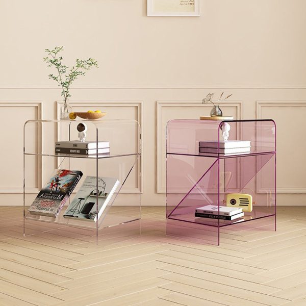 Modern Minimalist Rectangular Acrylic End Table 3-Tier For Living Room - Image 13