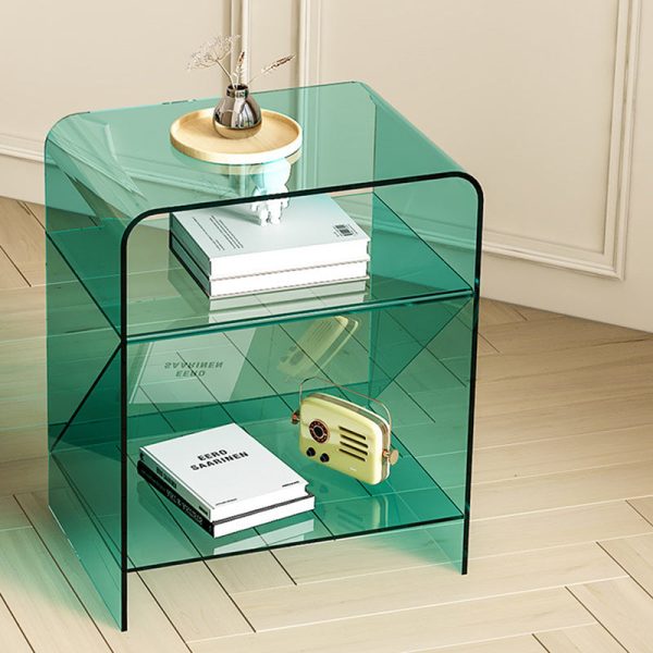 Modern Minimalist Rectangular Acrylic End Table 3-Tier For Living Room - Image 2