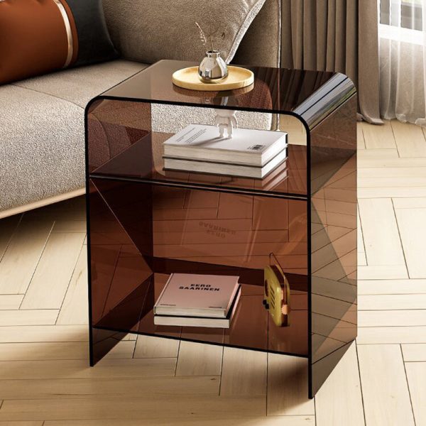 Modern Minimalist Rectangular Acrylic End Table 3-Tier For Living Room - Image 3