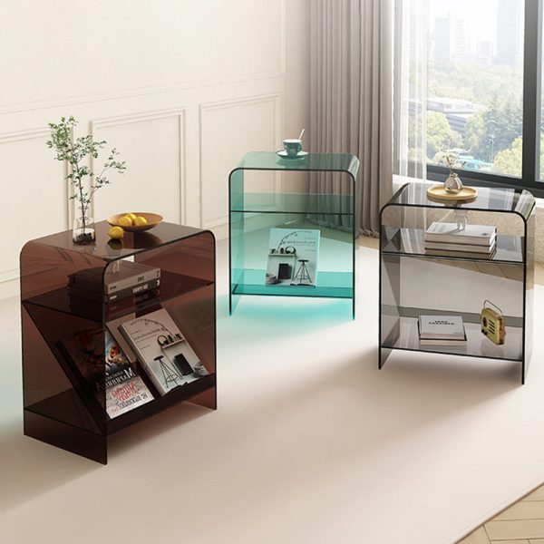 Modern Minimalist Rectangular Acrylic End Table 3-Tier For Living Room - Image 6
