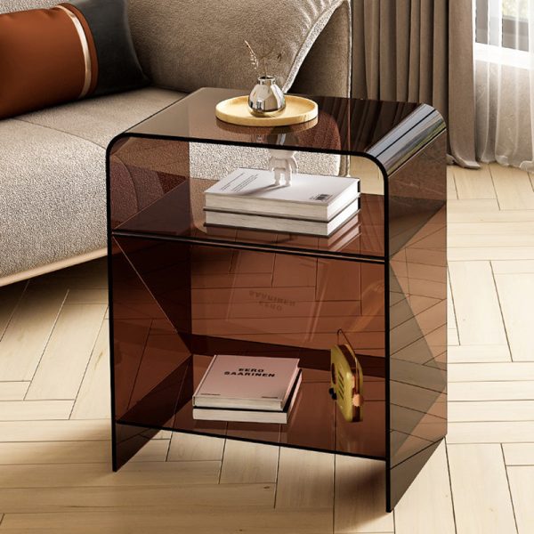 Modern Minimalist Rectangular Acrylic End Table 3-Tier For Living Room - Image 7