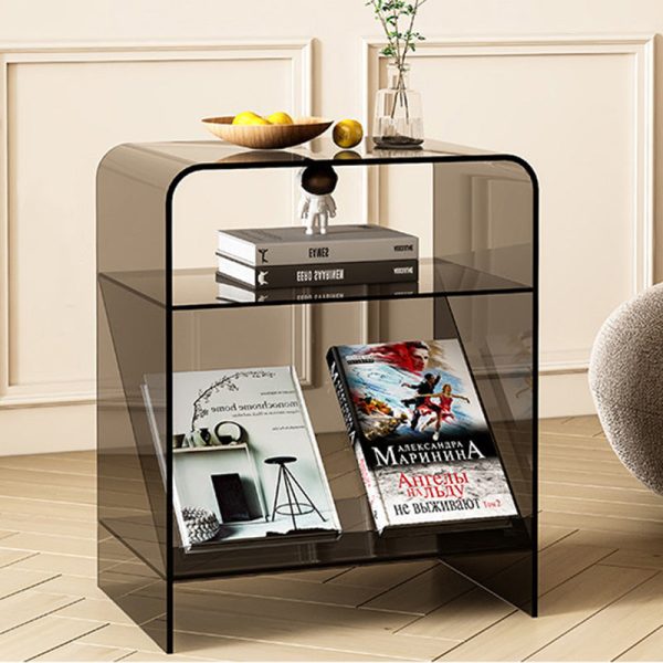 Modern Minimalist Rectangular Acrylic End Table 3-Tier For Living Room - Image 8