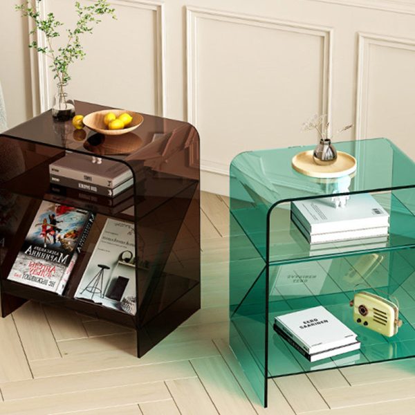 Modern Minimalist Rectangular Acrylic End Table 3-Tier For Living Room - Image 9
