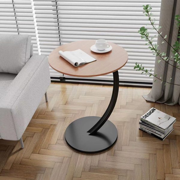 Modern Minimalist Round Curved Pole Base Artificial Plate Carbon Steel End Table For Living Room - Image 16