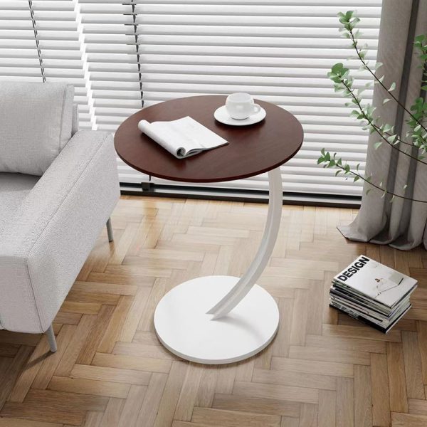 Modern Minimalist Round Curved Pole Base Artificial Plate Carbon Steel End Table For Living Room - Image 7