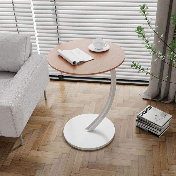 Modern Minimalist Round Curved Pole Base Artificial Plate Carbon Steel End Table For Living Room - Image 15