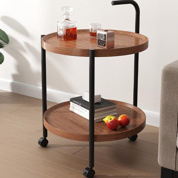 Modern Minimalist Removable Round Faux Panel Steel Tube End Table 2-Tier For Living Room - Image 13