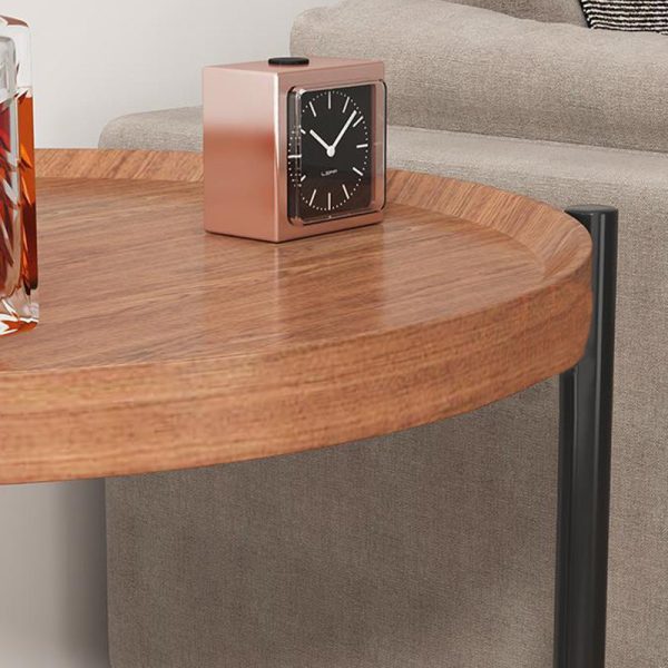 Modern Minimalist Removable Round Faux Panel Steel Tube End Table 2-Tier For Living Room - Image 8