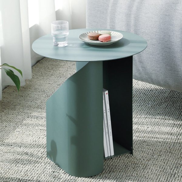 Contemporary Nordic Geometric Round Iron End Table 1-Storage For Living Room - Image 10