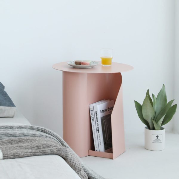 Contemporary Nordic Geometric Round Iron End Table 1-Storage For Living Room - Image 11