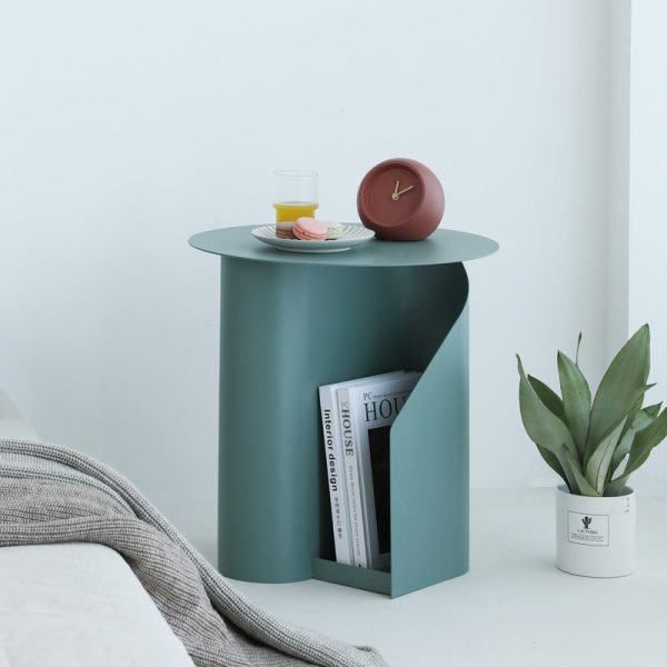 Contemporary Nordic Geometric Round Iron End Table 1-Storage For Living Room - Image 13