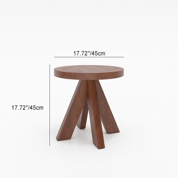 Contemporary Nordic Round Quadruple Pedestal Wooden Coffee Table For Living Room - Image 4