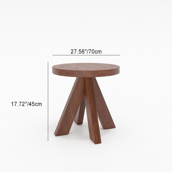 Contemporary Nordic Round Quadruple Pedestal Wooden Coffee Table For Living Room - Image 6