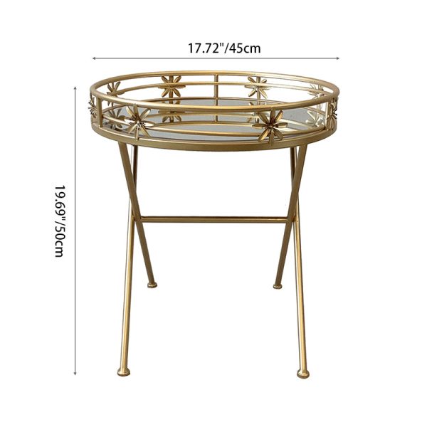 Contemporary Retro Round Iron Frame Glass End Table For Living Room - Image 4