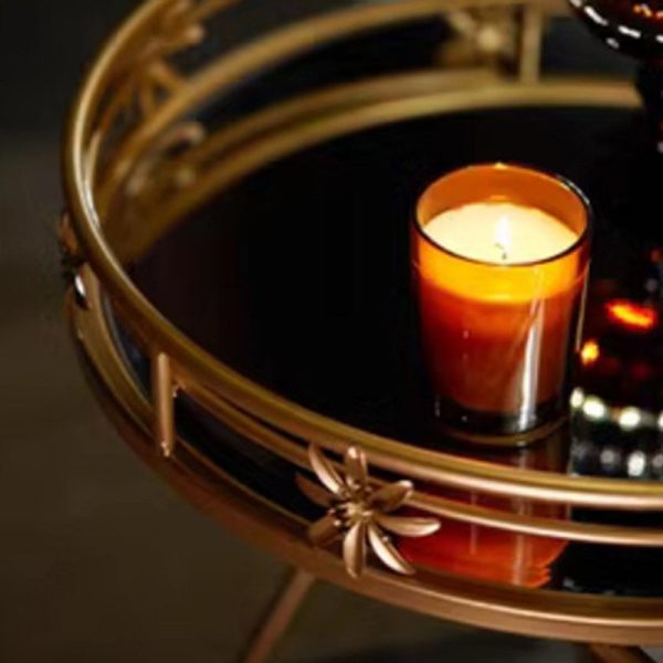 Contemporary Retro Round Iron Frame Glass End Table For Living Room - Image 6