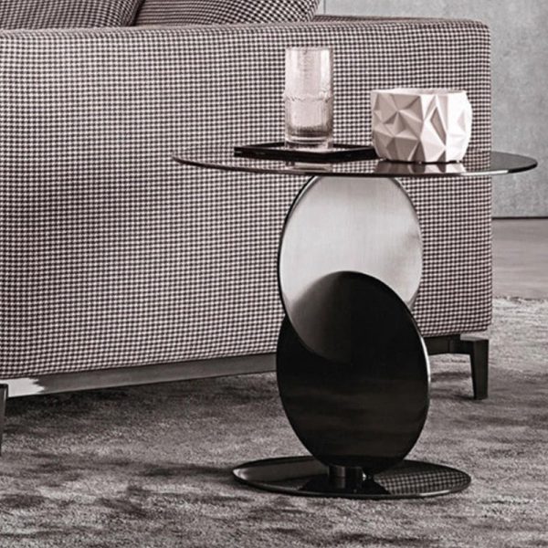 Modern Minimalist Multi Round Combination Glass Stainless Steel Coffee Table For Living Room - Image 3
