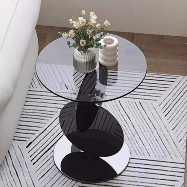 Modern Minimalist Multi Round Combination Glass Stainless Steel Coffee Table For Living Room - Image 9