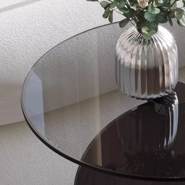 Modern Minimalist Multi Round Combination Glass Stainless Steel Coffee Table For Living Room - Image 6