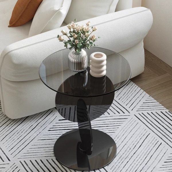 Modern Minimalist Multi Round Combination Glass Stainless Steel Coffee Table For Living Room - Image 10